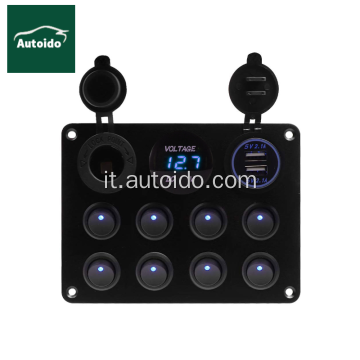 Pannello di interruttore a levetta a 8 gang LED blu 8 gang